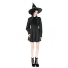 Darkinlove Damen Gothic-Kleid mit Umlegekragen und Krawatte