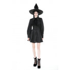 Darkinlove Damen Gothic-Kleid mit Umlegekragen und Krawatte