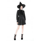 Darkinlove Damen Gothic-Kleid mit Umlegekragen und Krawatte