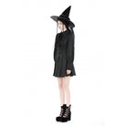 Darkinlove Damen Gothic-Kleid mit Umlegekragen und Krawatte