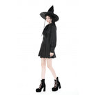 Darkinlove Damen Gothic-Kleid mit Umlegekragen und Krawatte