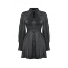 Darkinlove Damen Gothic-Kleid mit Umlegekragen und Krawatte