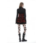 Darkinlove Damen Gothic Umlegekragen Rüschenhemd Schwarz