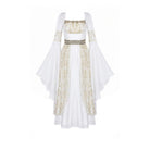 Darkinlove Women's Gothic Two-tone Square-cut Collar Angel Bell Sleeve Lace Chiffon Maxi Dress