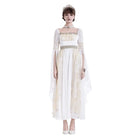 Darkinlove Women's Gothic Two-tone Square-cut Collar Angel Bell Sleeve Lace Chiffon Maxi Dress