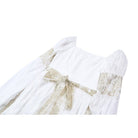 Darkinlove Women's Gothic Two-tone Square-cut Collar Angel Bell Sleeve Lace Chiffon Maxi Dress