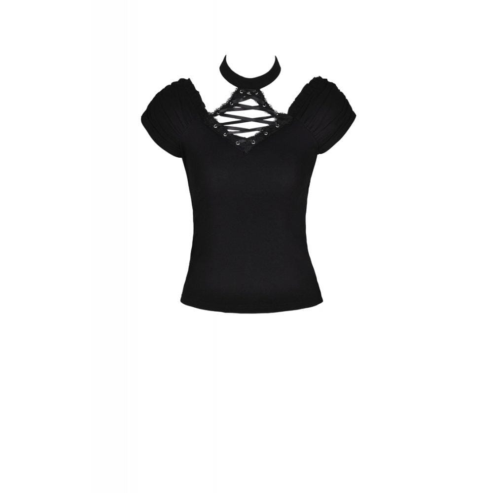 Darkinlove Women's Gothic V-neck Halter T-shirts