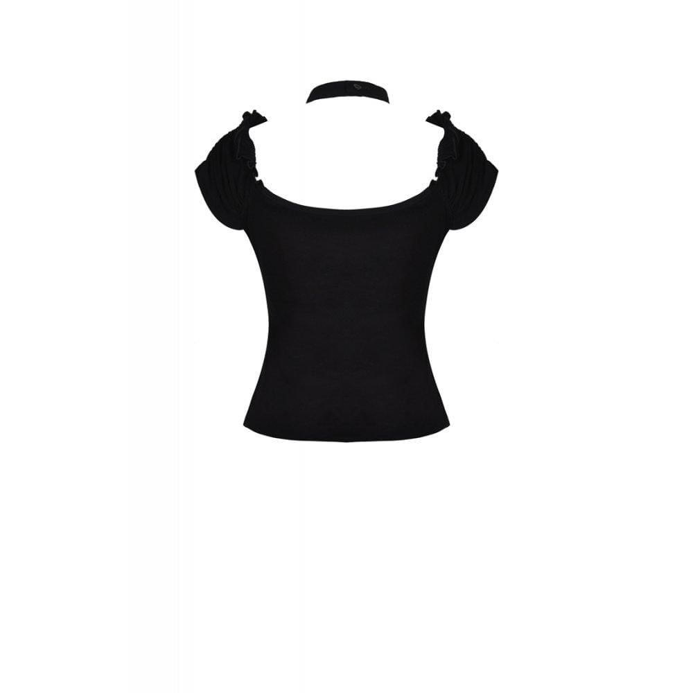Darkinlove Women's Gothic V-neck Halter T-shirts