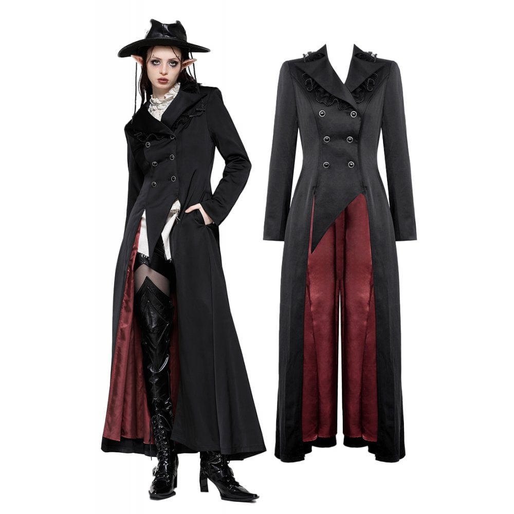 Darkinlove Women's Gothic Vampire Button Jacket Black Red