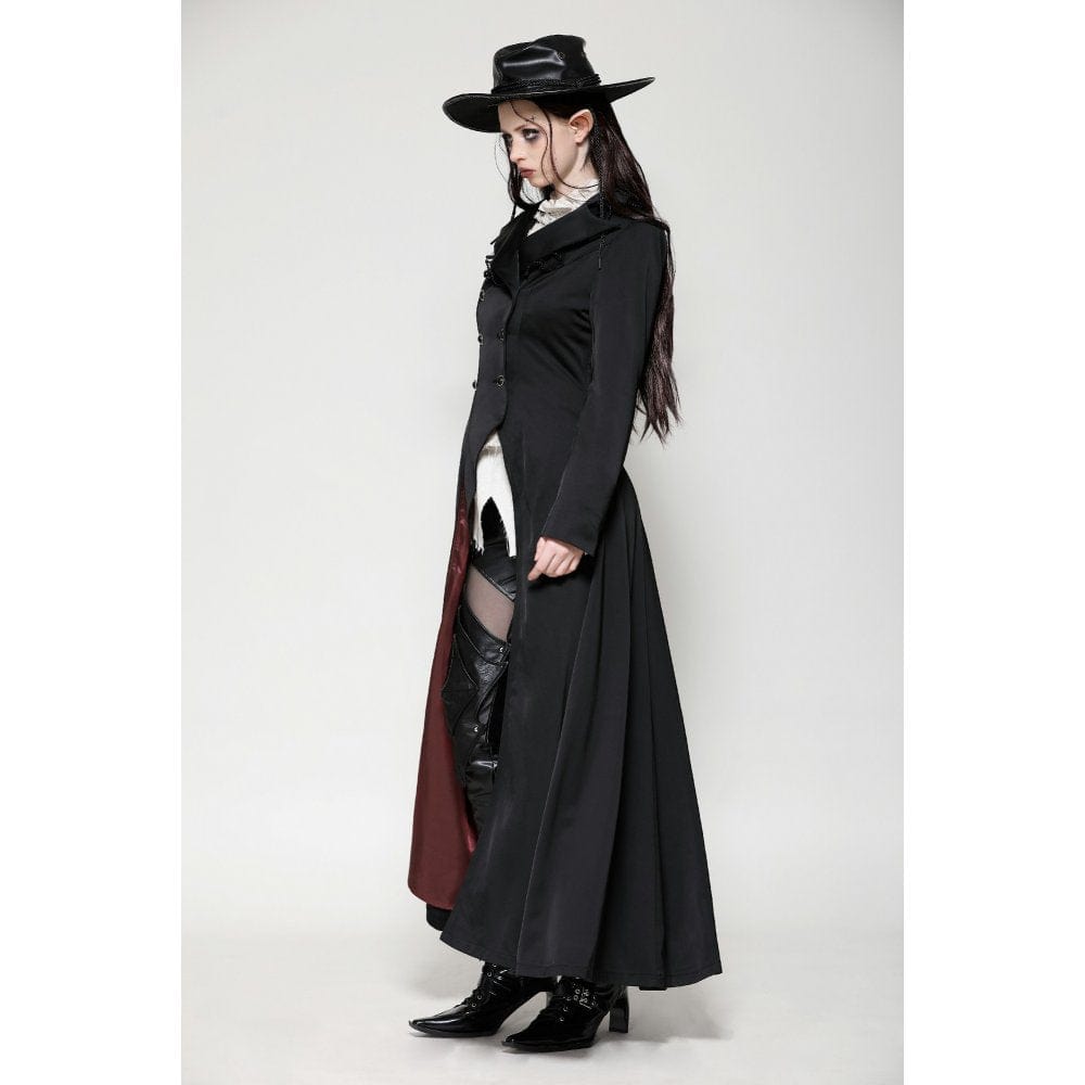 Darkinlove Women's Gothic Vampire Button Jacket Black Red