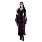 Darkinlove Women's Gothic Velvet Applique V-neck Flare Sleeve Maxi Dress