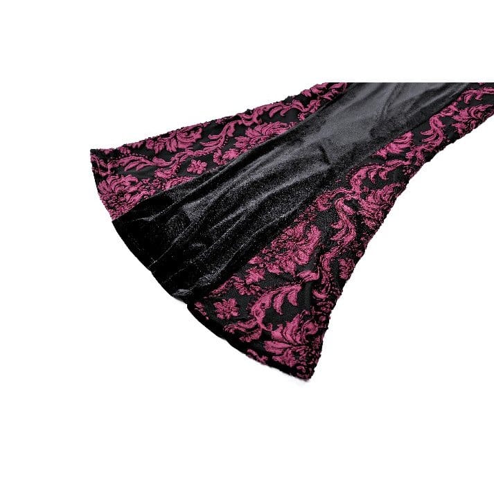 Darkinlove Women's Gothic Velvet Applique V-neck Flare Sleeve Maxi Dress