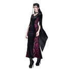 Darkinlove Women's Gothic Velvet Applique V-neck Flare Sleeve Maxi Dress