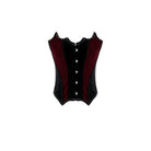 Darkinlove Women's Gothic Velvet Colorblock Bat Wing Cut Edge Overbust Corset