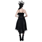 Darkinlove Women's Gothic Velvet Lace-up Ruffle High-Low Skirt