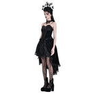 Darkinlove Women's Gothic Velvet Lace-up Ruffle High-Low Skirt