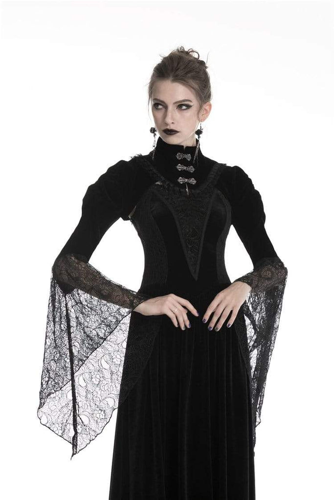 Darkinlove Women's Gothic Velvet Vlack Capes With Mesh Big Sleeves