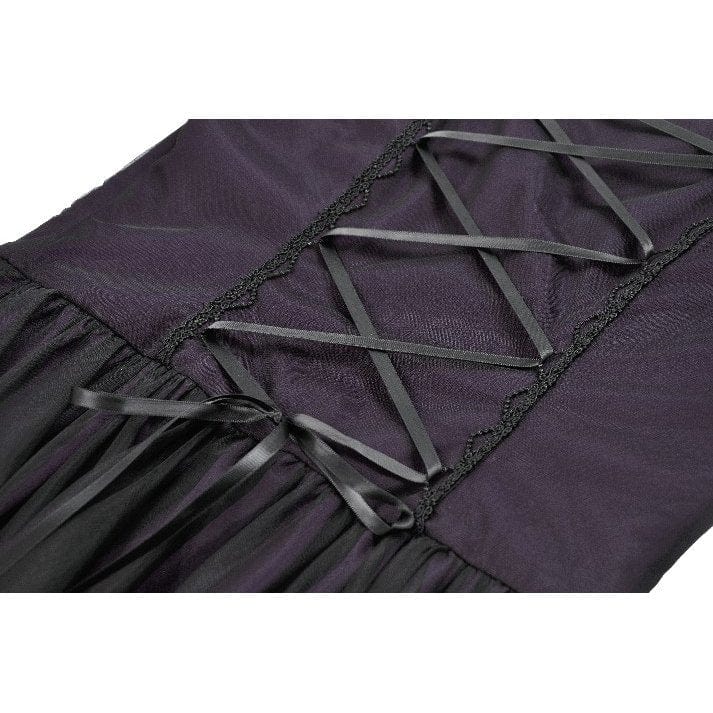 Darkinlove Women's Gothic Violet Square-cut Collar Flared Sleeved Maxi Dress