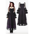 Darkinlove Women's Gothic Violet Square-cut Collar Flared Sleeved Maxi Dress