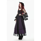 Darkinlove Women's Gothic Violet Square-cut Collar Flared Sleeved Maxi Dress