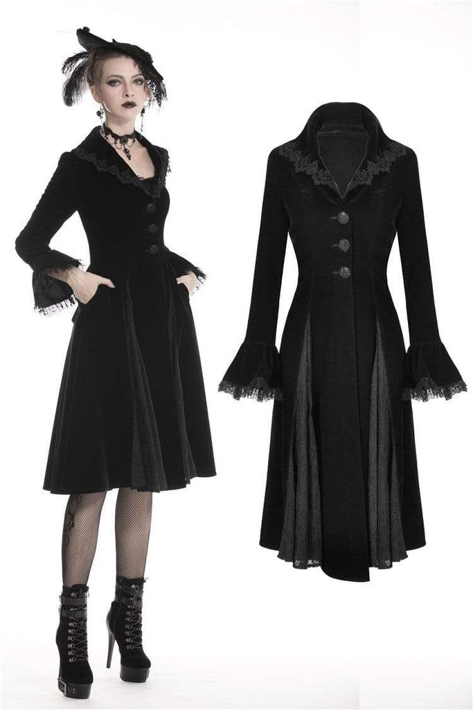 Darkinlove Women's Gothic  Warm Belted Dresses With Clamped Lace Hem