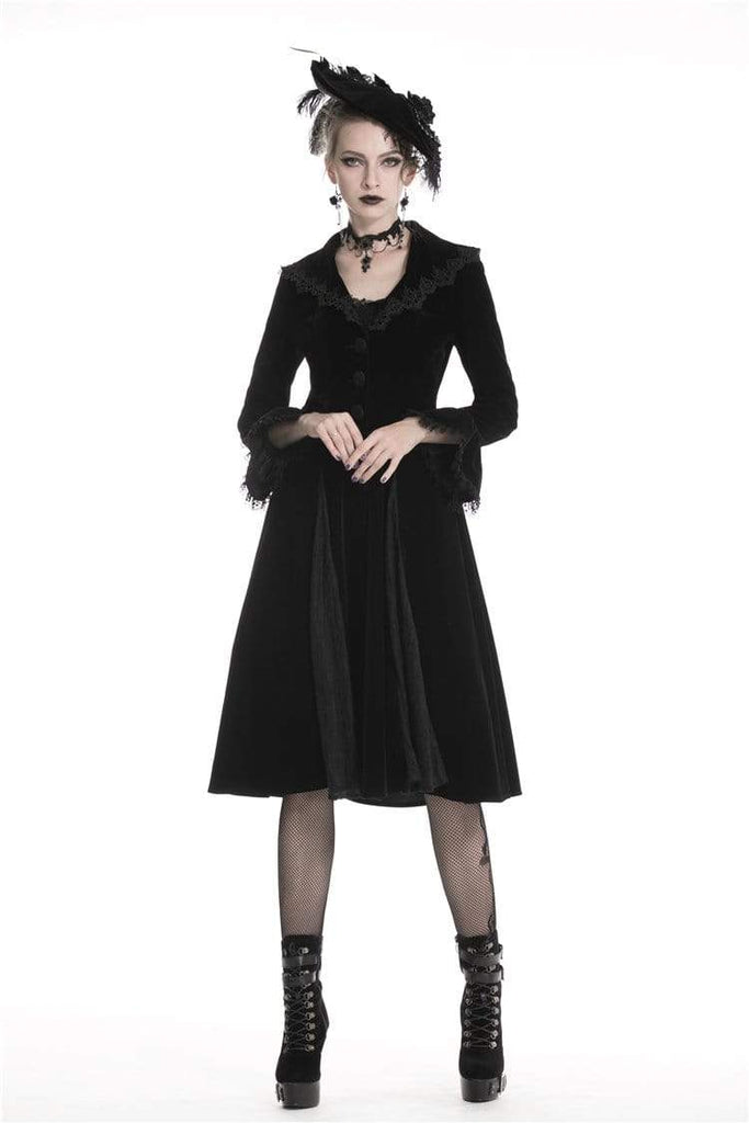 Darkinlove Women's Gothic  Warm Belted Dresses With Clamped Lace Hem