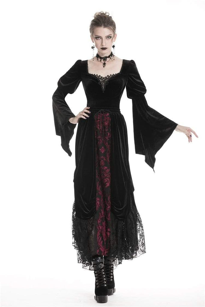 Darkinlove Women's Gothic WarmPuff Shoulder Velvet Tops