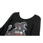 Darkinlove Women's Gothic Witch Print Irregular Hem Flare Sleeve Short Dress