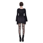 Darkinlove Women's Gothic Witch Print Irregular Hem Flare Sleeve Short Dress