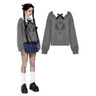 Darkinlove Women's Grunge Bowknot Bat Sweatshirt Gray