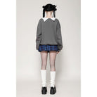 Darkinlove Women's Grunge Bowknot Bat Sweatshirt Gray