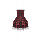 Darkinlove Women's Grunge Buckle-up Plaid Slip Dress