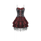 Darkinlove Women's Grunge Buckle-up Plaid Slip Dress