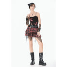 Darkinlove Women's Grunge Chained Multilayer Plaid Skirt