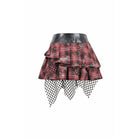 Darkinlove Women's Grunge Chained Multilayer Plaid Skirt