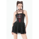 Darkinlove Women's Grunge Contrast Color Lace Tiered Slip Dress