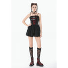 Darkinlove Women's Grunge Contrast Color Lace Tiered Slip Dress