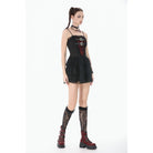 Darkinlove Women's Grunge Contrast Color Lace Tiered Slip Dress