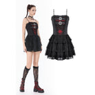 Darkinlove Women's Grunge Contrast Color Lace Tiered Slip Dress