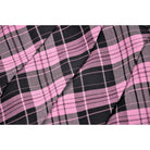 Darkinlove Women's Grunge Faux Leather Splice Plaid Pleated Shirt