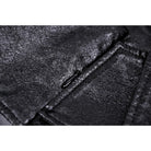 Darkinlove Women's Grunge Faux Leather Splice Plaid Pleated Shirt