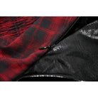 Darkinlove Women's Grunge Red Plaid Irregular Hem Faux Leather Slip Dress