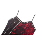 Darkinlove Women's Grunge Red Tie-dye Slip Dress with Mesh Hem