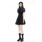 Darkinlove Women's Grunge Stand Collar Striped Splice Dress