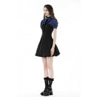 Darkinlove Women's Grunge Stand Collar Striped Splice Dress