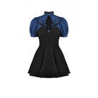 Darkinlove Women's Grunge Stand Collar Striped Splice Dress