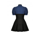 Darkinlove Women's Grunge Stand Collar Striped Splice Dress
