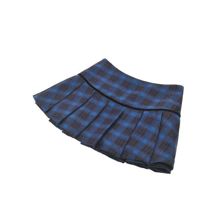 Darkinlove Women's Grunge Stars Plaid Short Skirt Blue