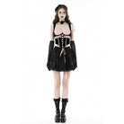 Darkinlove Women's Grunge Strappy Lace Splice Velvet Bustier