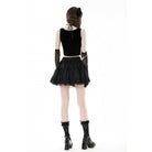 Darkinlove Women's Grunge Strappy Lace Splice Velvet Bustier